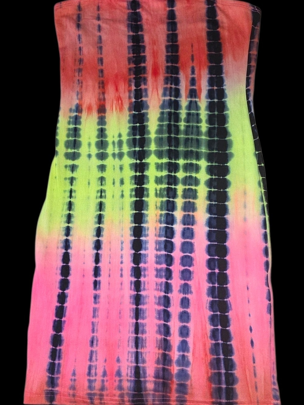 Neon Multicolor Tie Dye Strapless Bodycon Tube Mini Dress - Size M